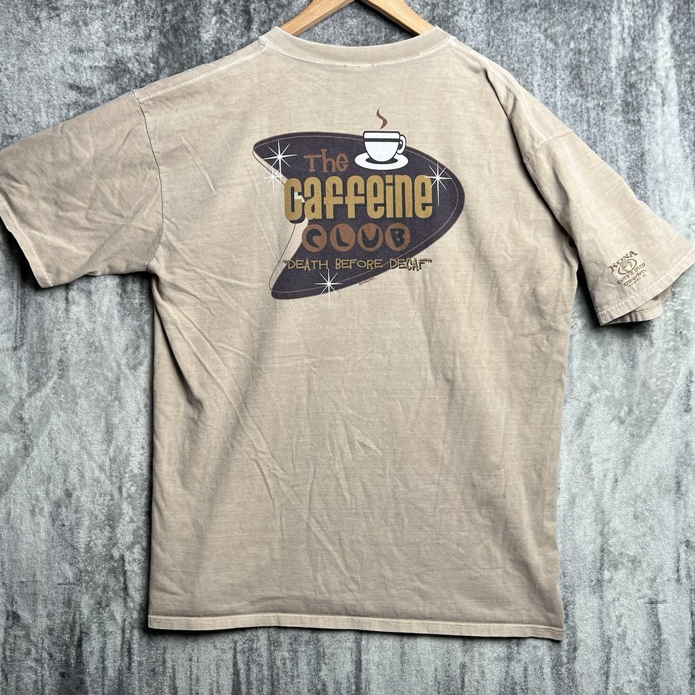 Vintage Hawaiian Crazy Shirts Kona Coffee Dyed "The Caffeine Club" T-Shirt XL